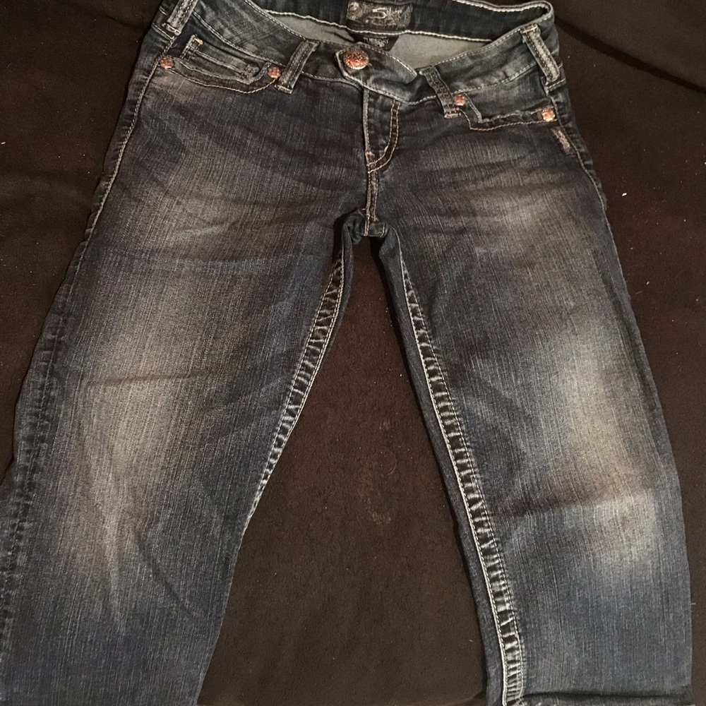 Size 27 silver capri jeans - Picture 3 of 5